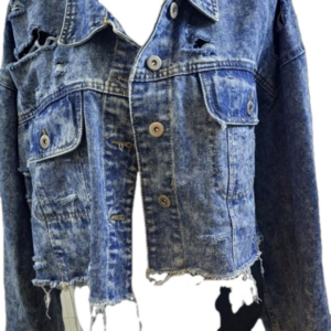 Fashion Nova's Distressed Designer Style Crop Jean Jacket‎